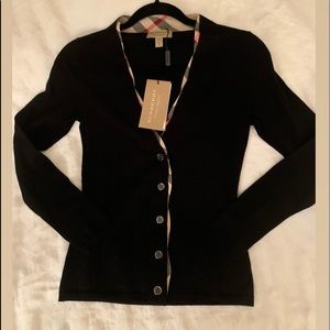 Burberry black knit cardigan button down sweater